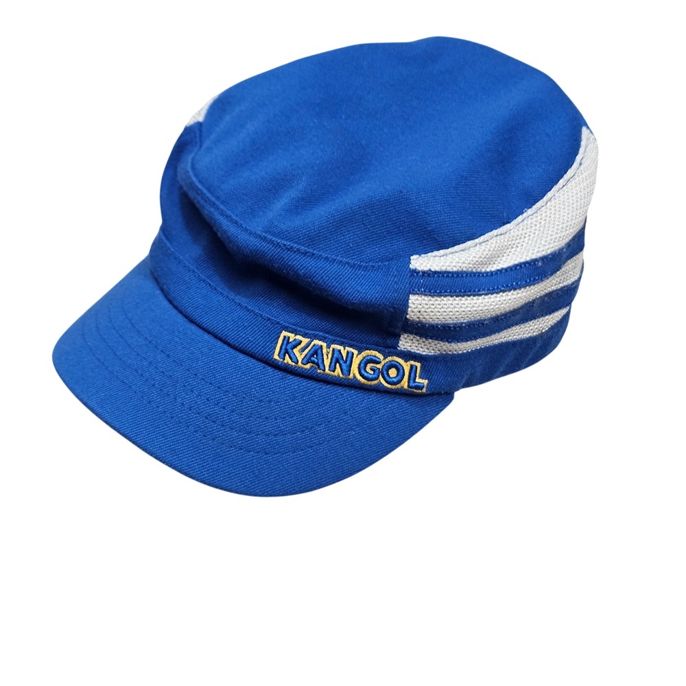 Kangol Racer Army Cap Kids S/M Blue White Stripe Flexfit Cadet Military Hat